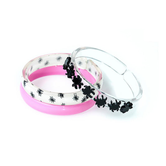 Pink Spider Print Bangle Set