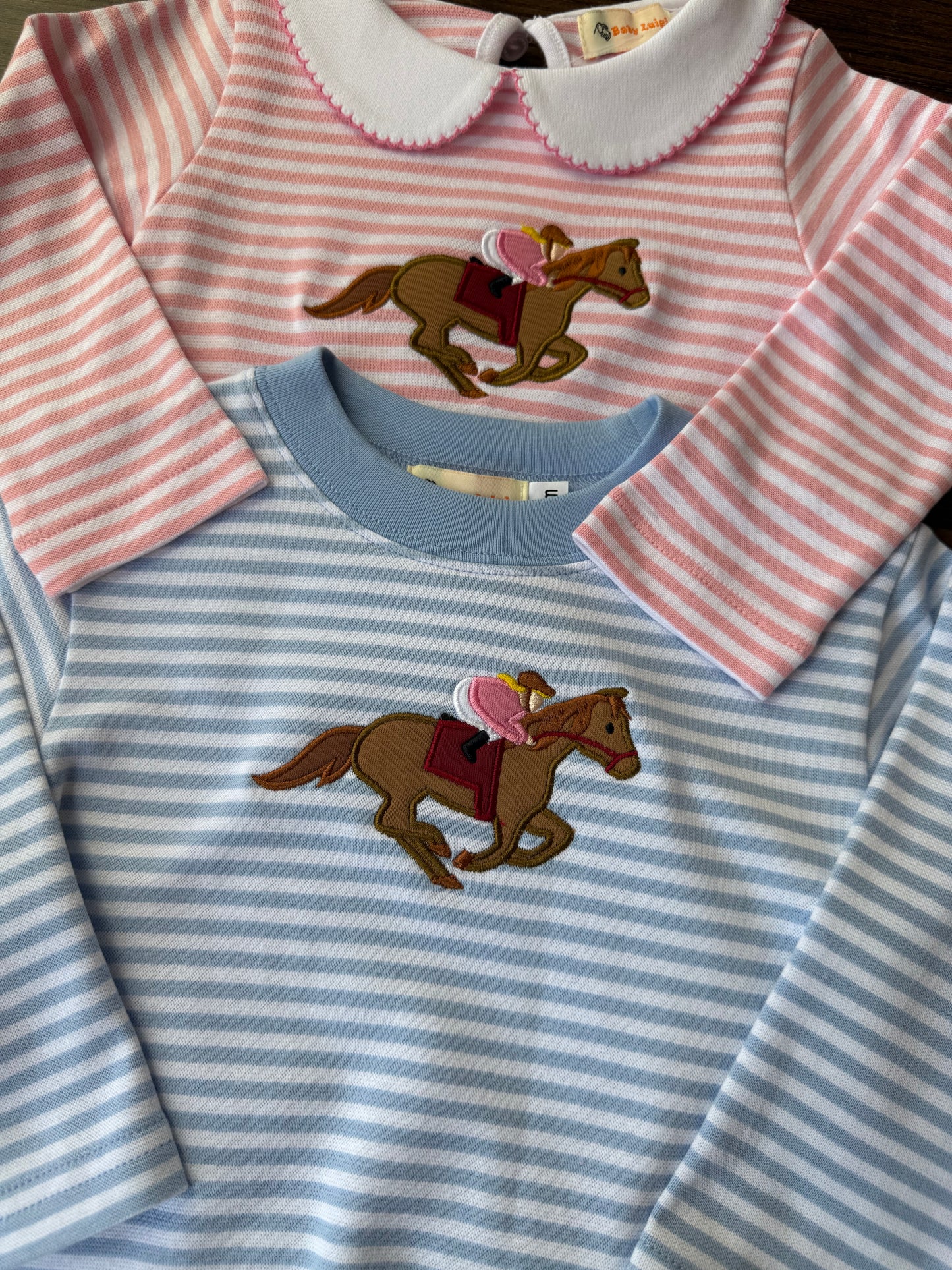Race Horse Tee - Blue Stripe
