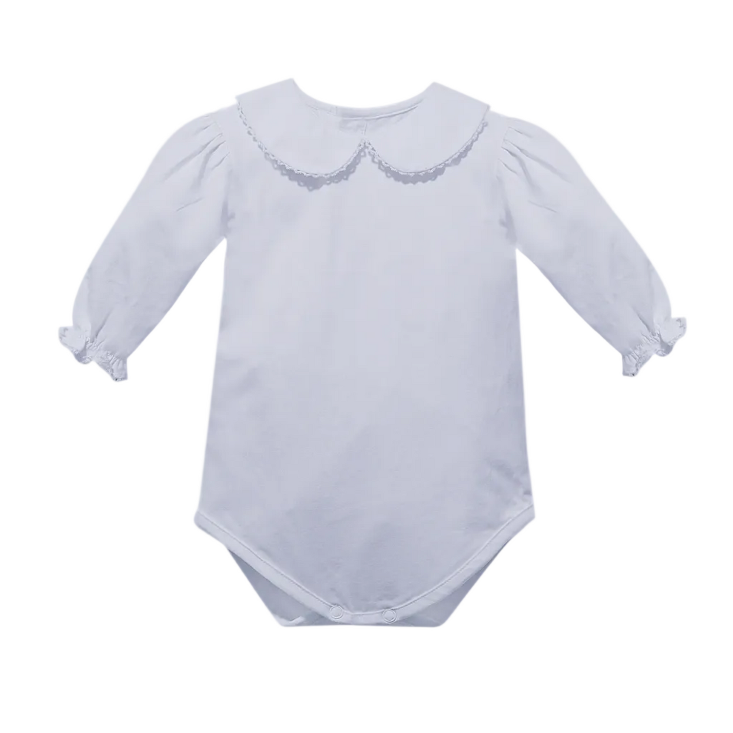 LS Onesie With Collar - White Picot Trim