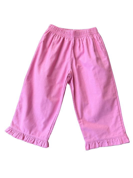Corduroy Pink Pants with Ruffle