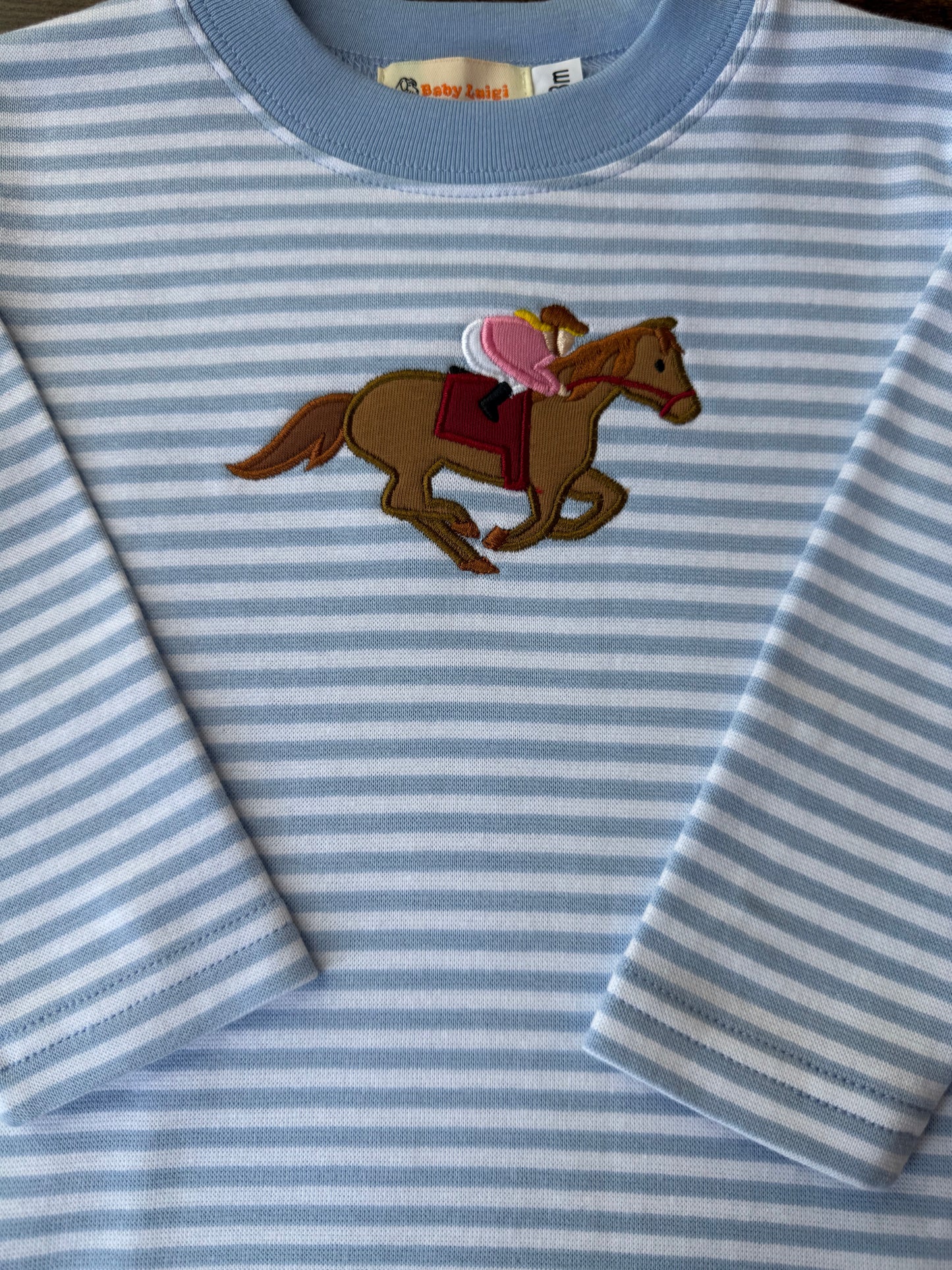 Race Horse Tee - Blue Stripe