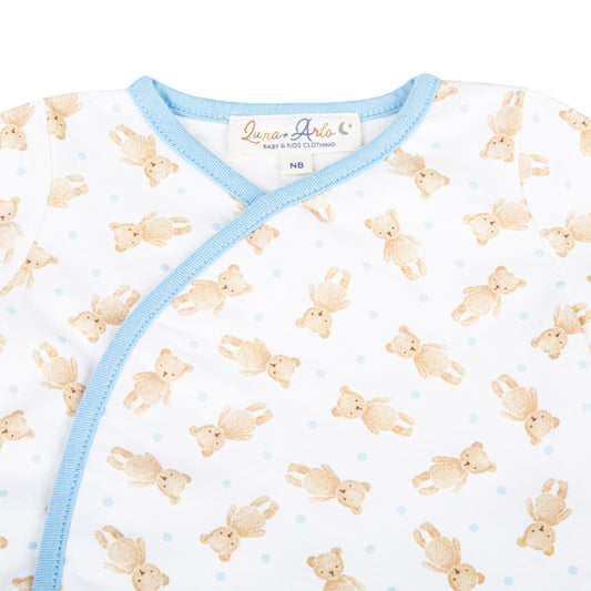 Teddy Printed Footed Pant Set - Light Blue
