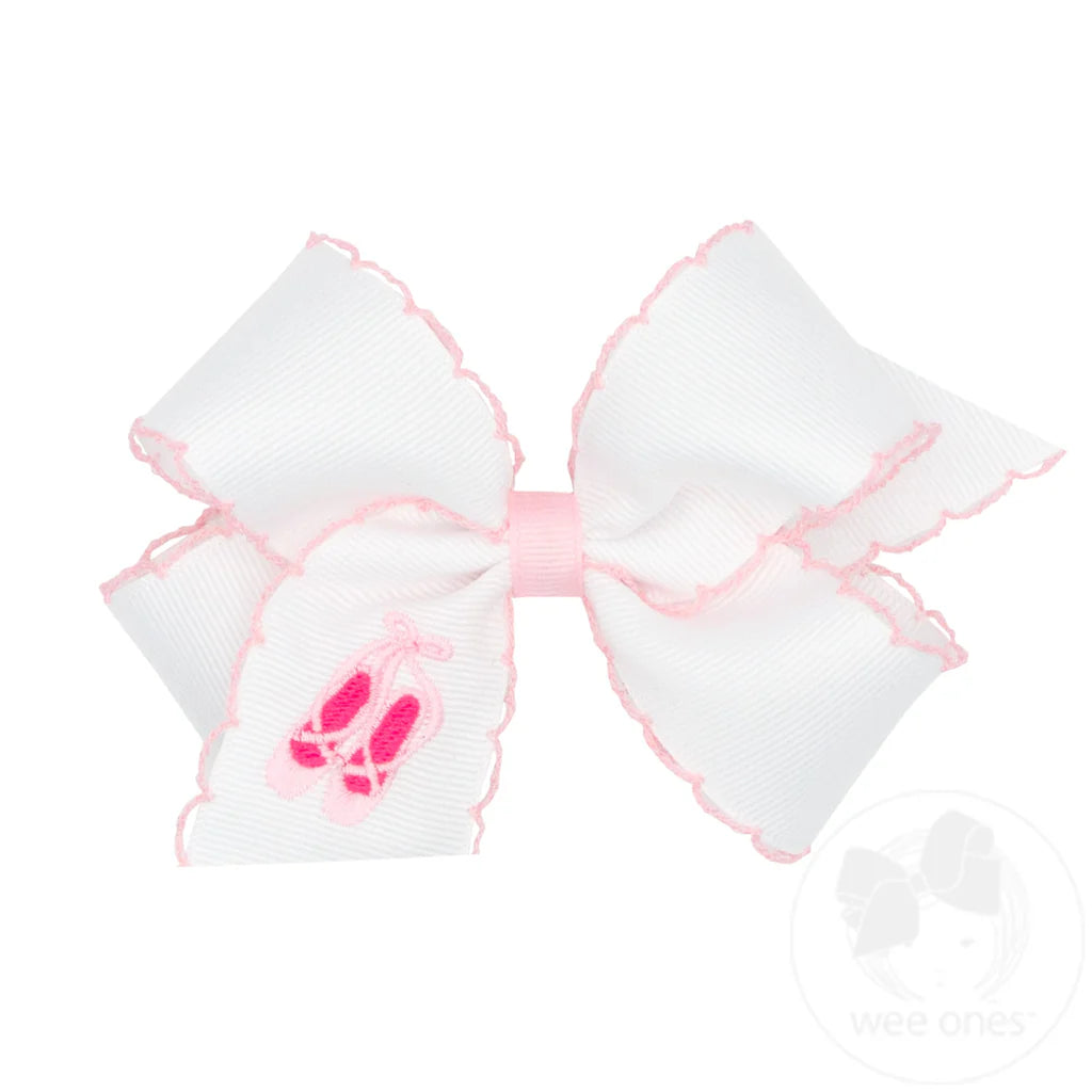 Moonstitch Embroidered Pink Ballet Slippers Bow
