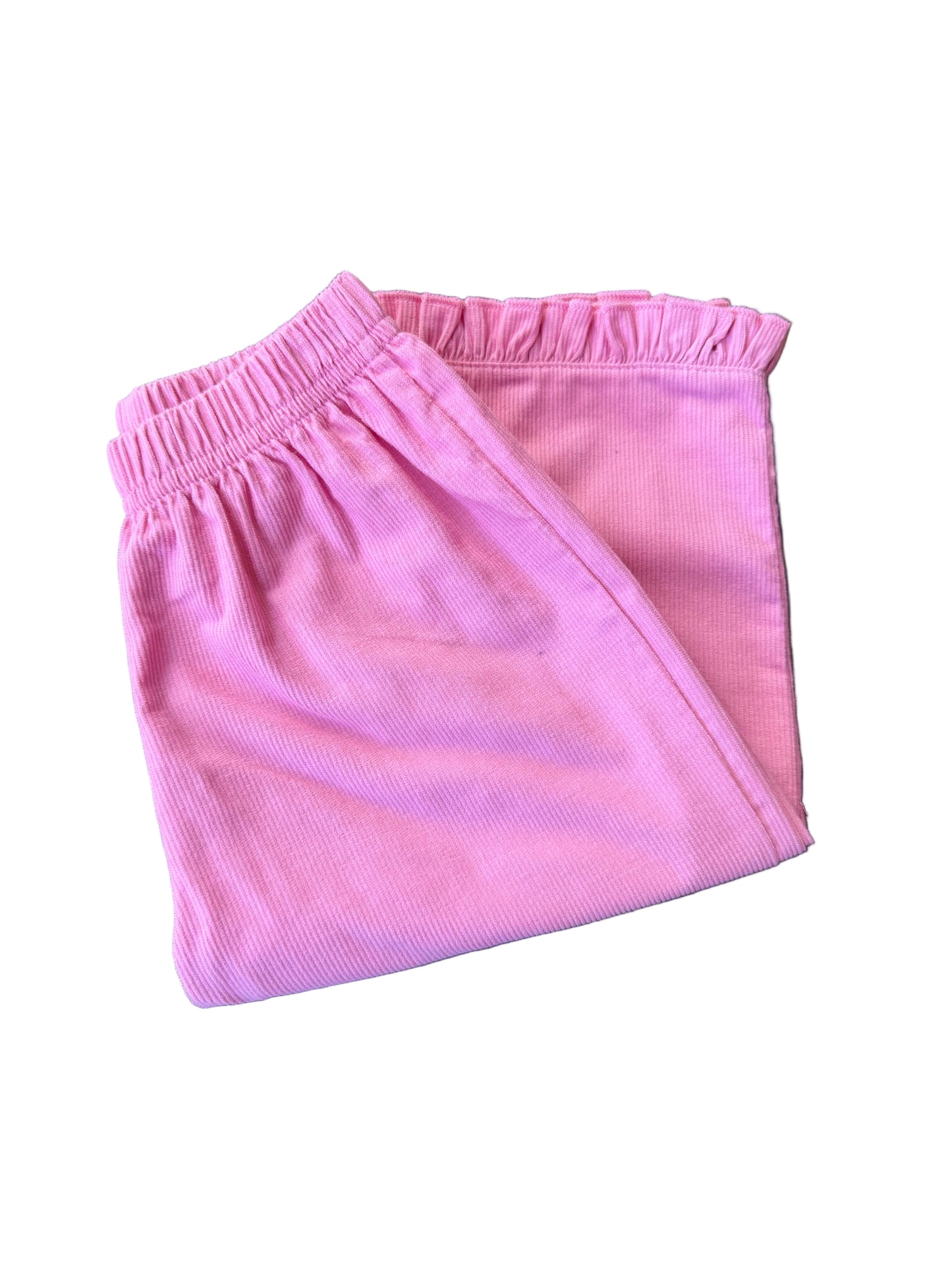 Corduroy Pink Pants with Ruffle
