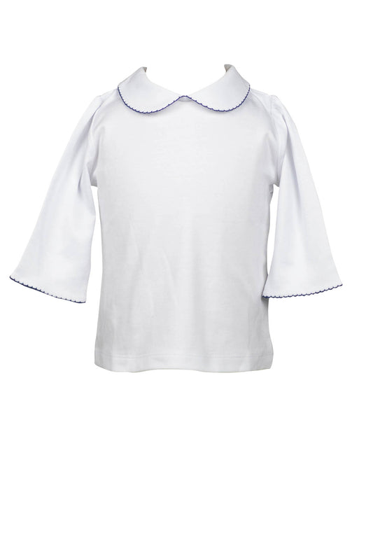 3/4 Sleeve Shirt With Navy Trim