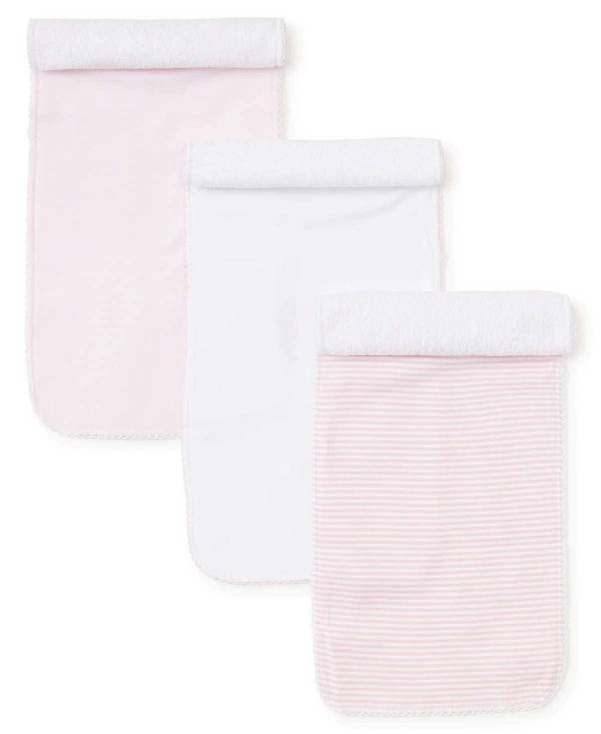 Pink Stripe 3 Pack Burp Set w/ Tulle Bag