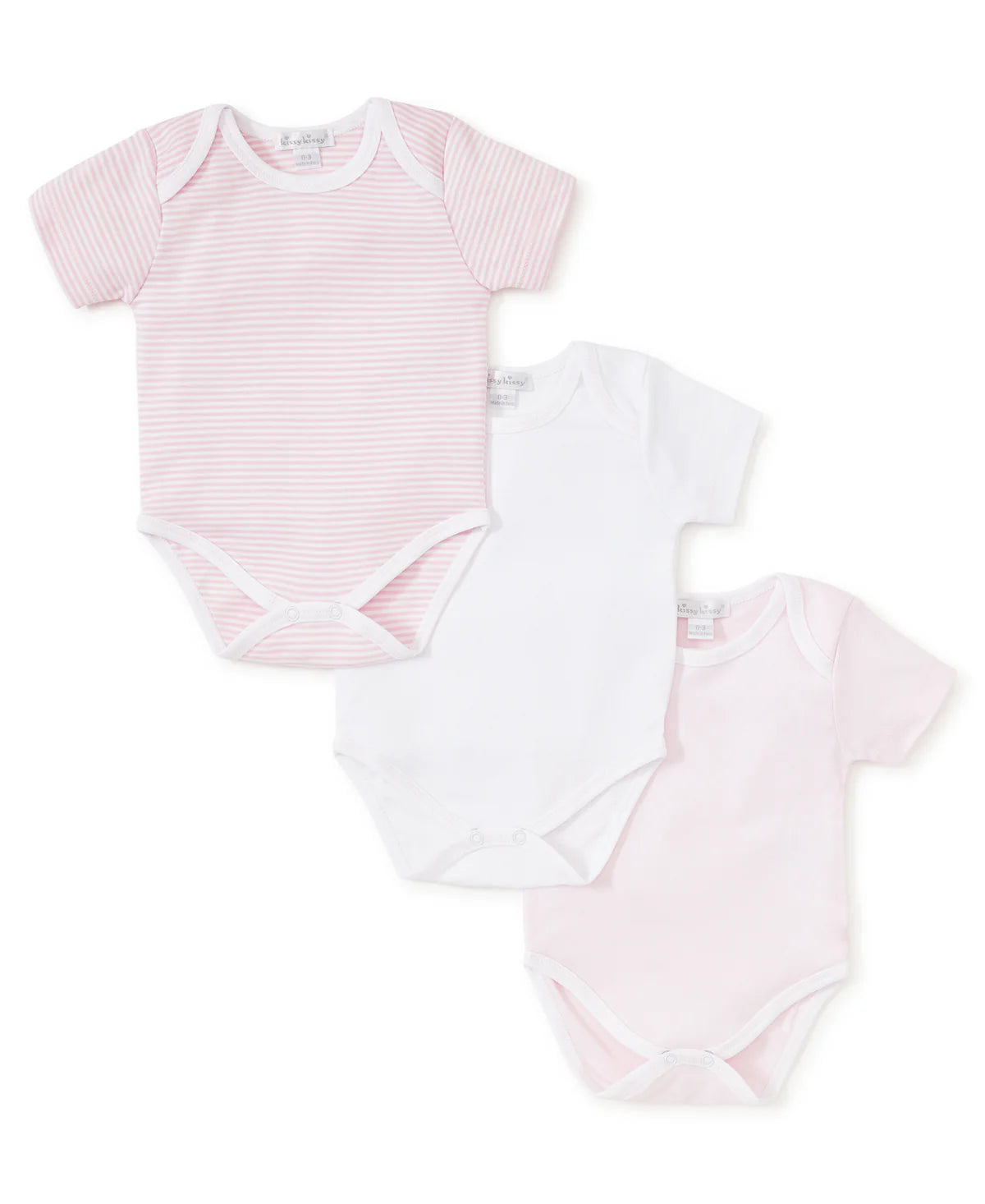 Pink Stripe 3 Pack S/S Bodysuit Set w/ Tulle Bag
