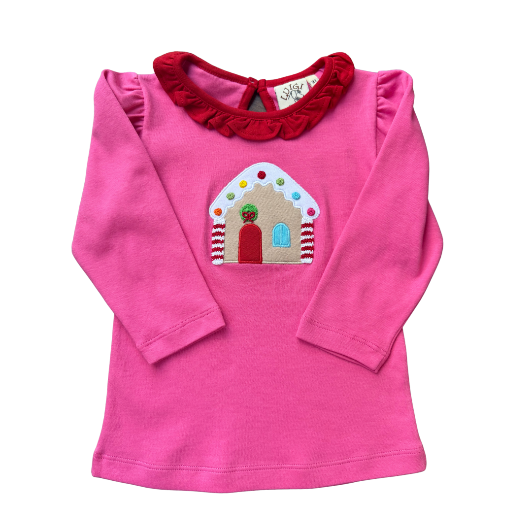 Pink Ruffle Collar Top - Gingerbread House