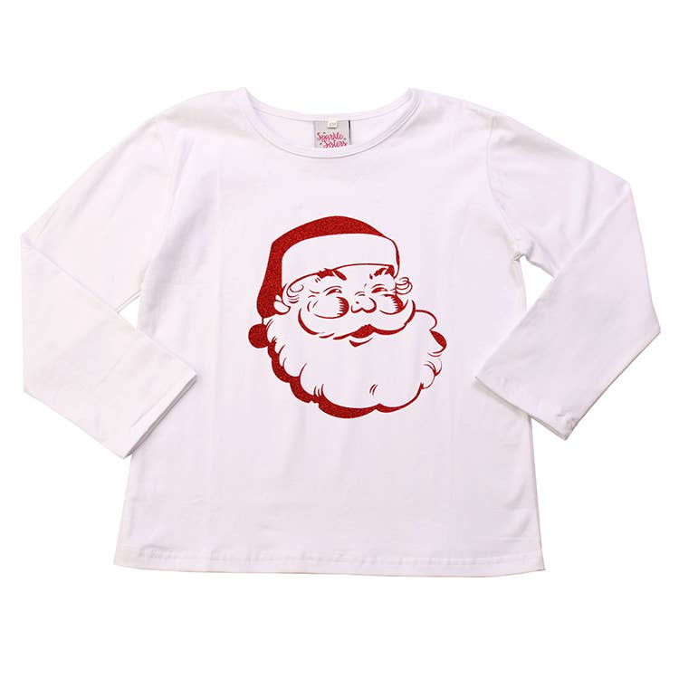 Vintage Red Glitter Santa T shirt
