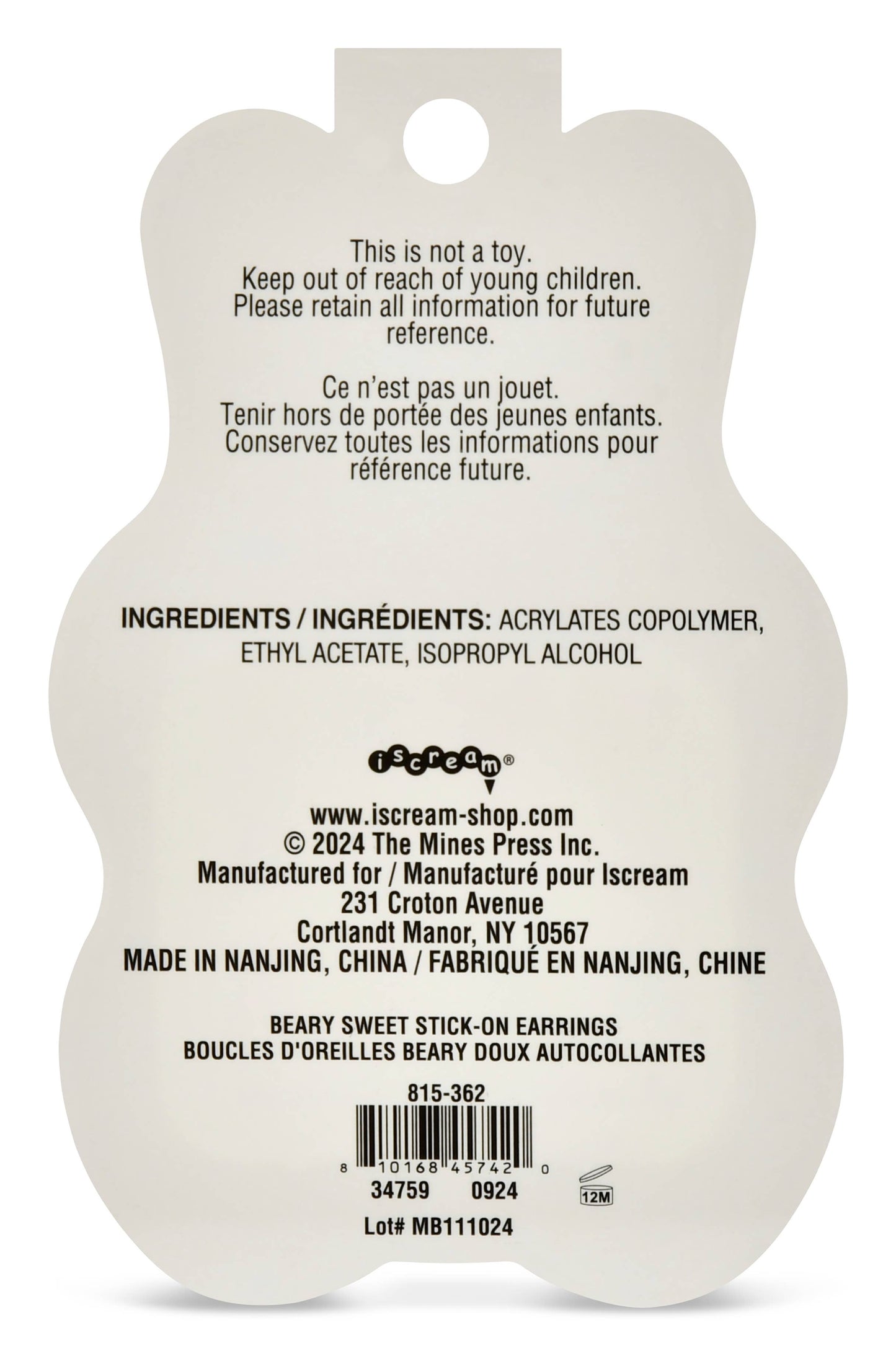 BEARY SWEET STICK ON EARRINGS