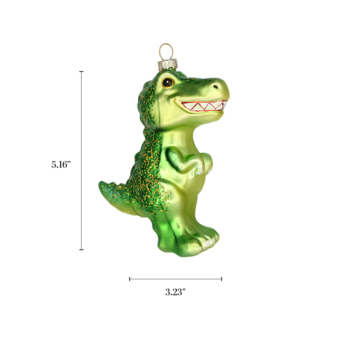 Happy Dino, Cute Baby’s First Retro Glass Christmas Ornament
