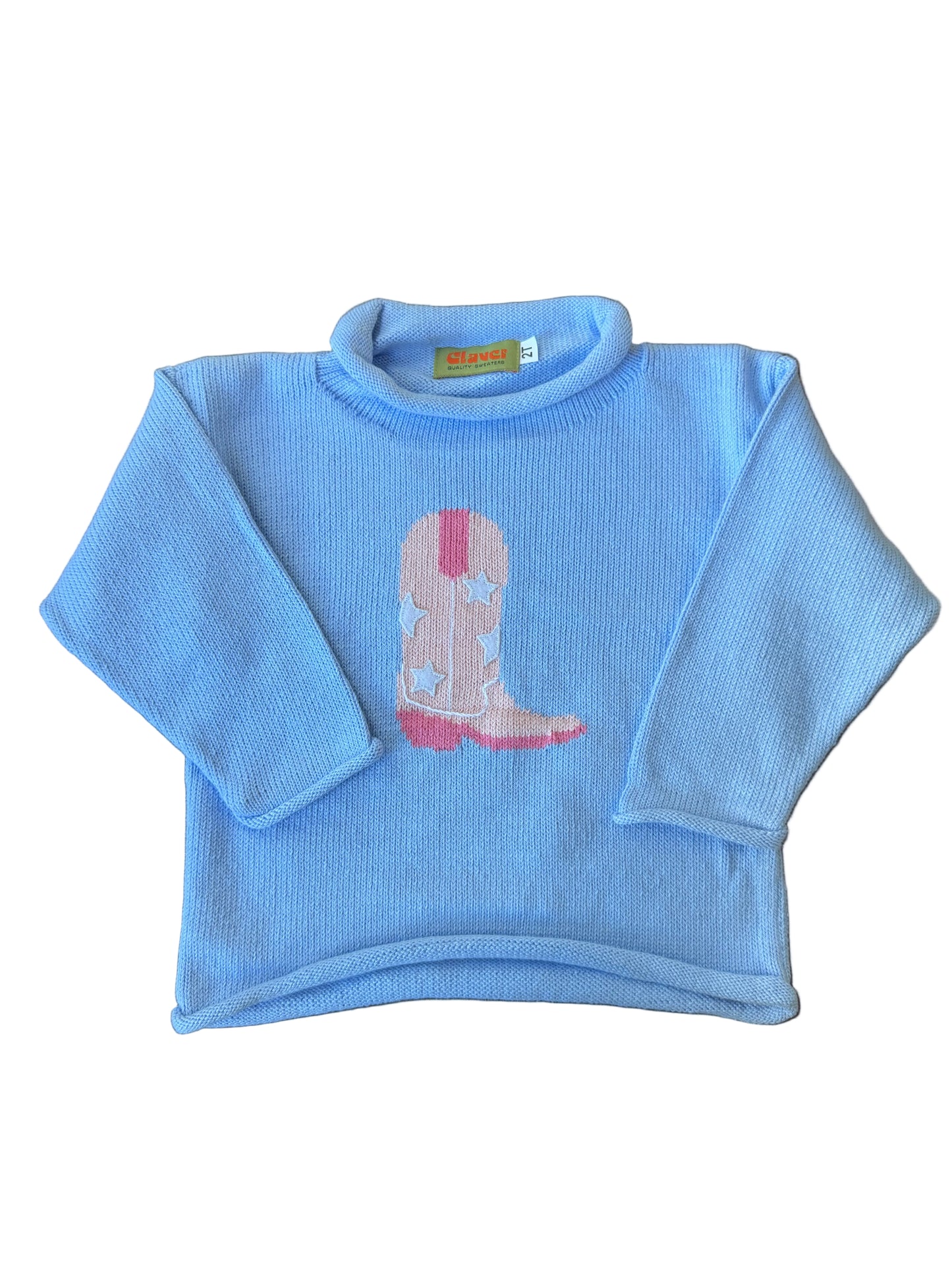 Roll Neck Boot Sweater - Sky Blue