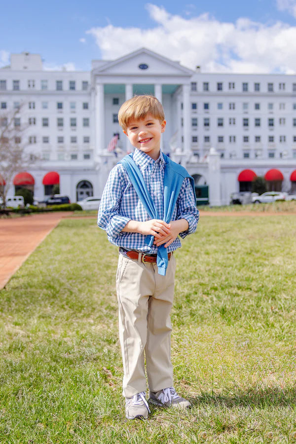 Dean's List Dress Shirt Barnsley Blue Gingham with Gallatin Green Stork
