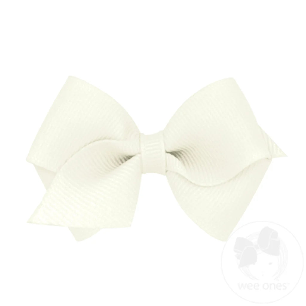 Solid Grosgrain Basic Bow - Antique White