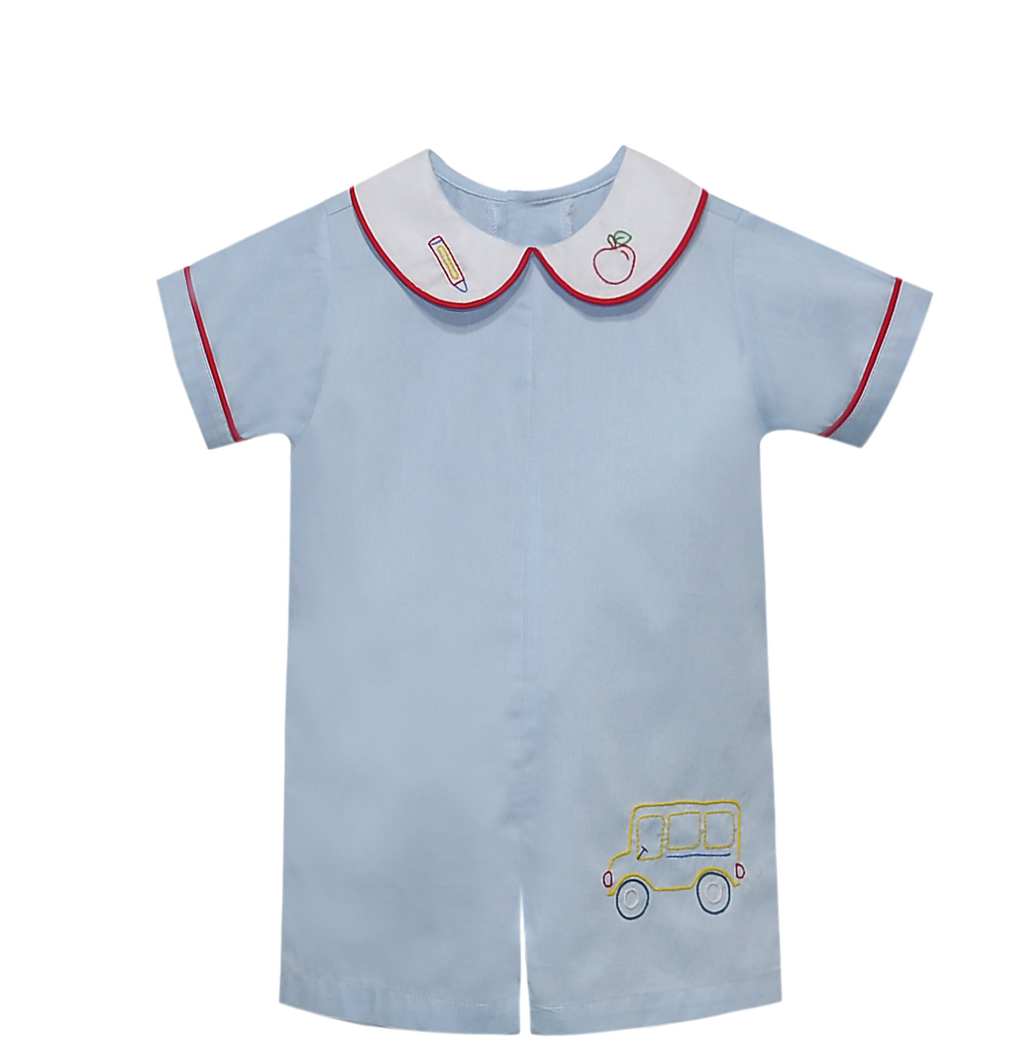 Blue William Romper - School Bus