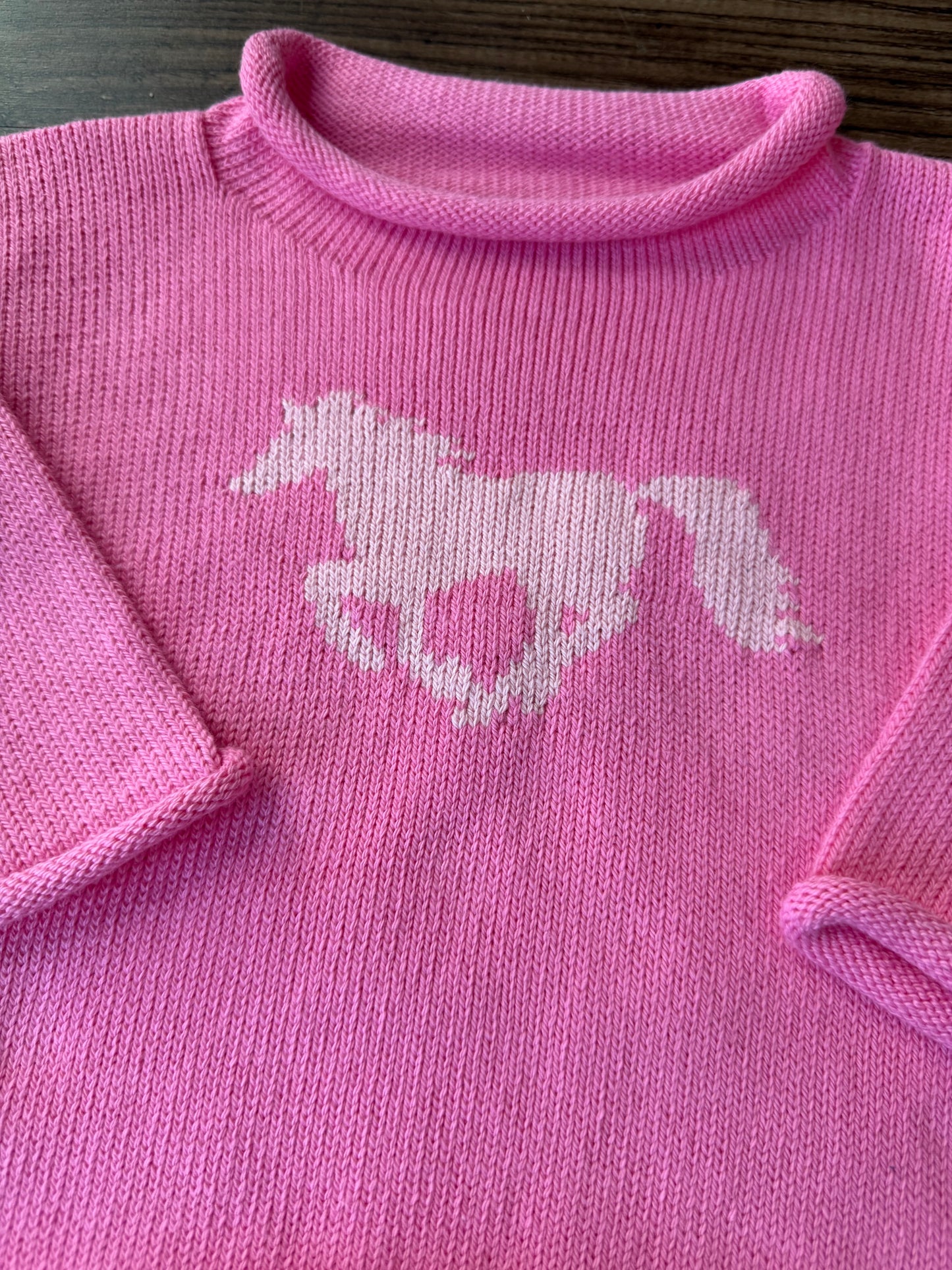 Roll Neck Horse Sweater - Pink