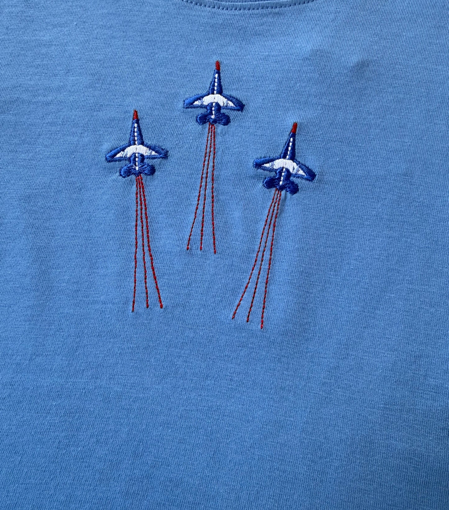 Flying Jets Emroidered Blue Tee