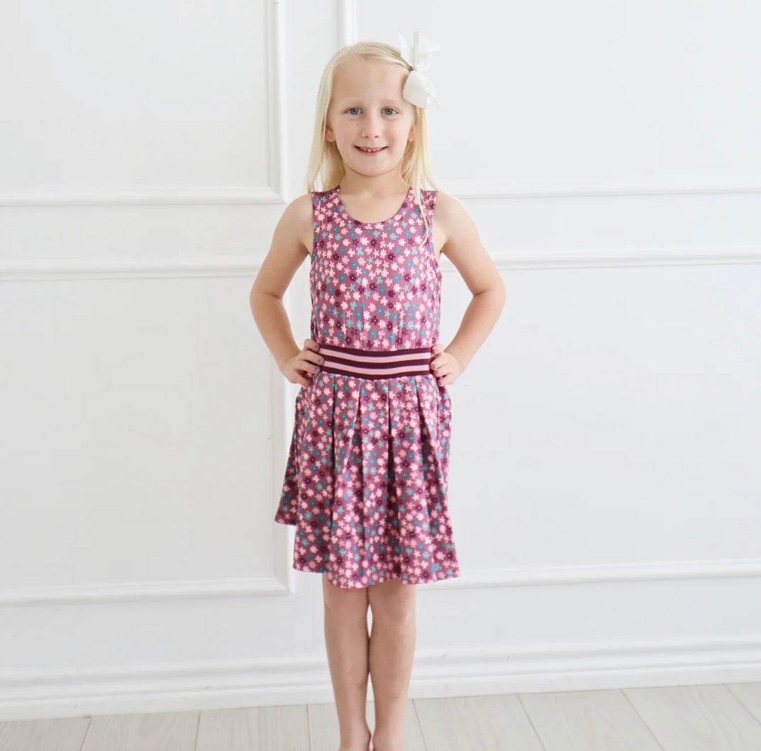 Catherine Dress- Plum Ditsy Floral