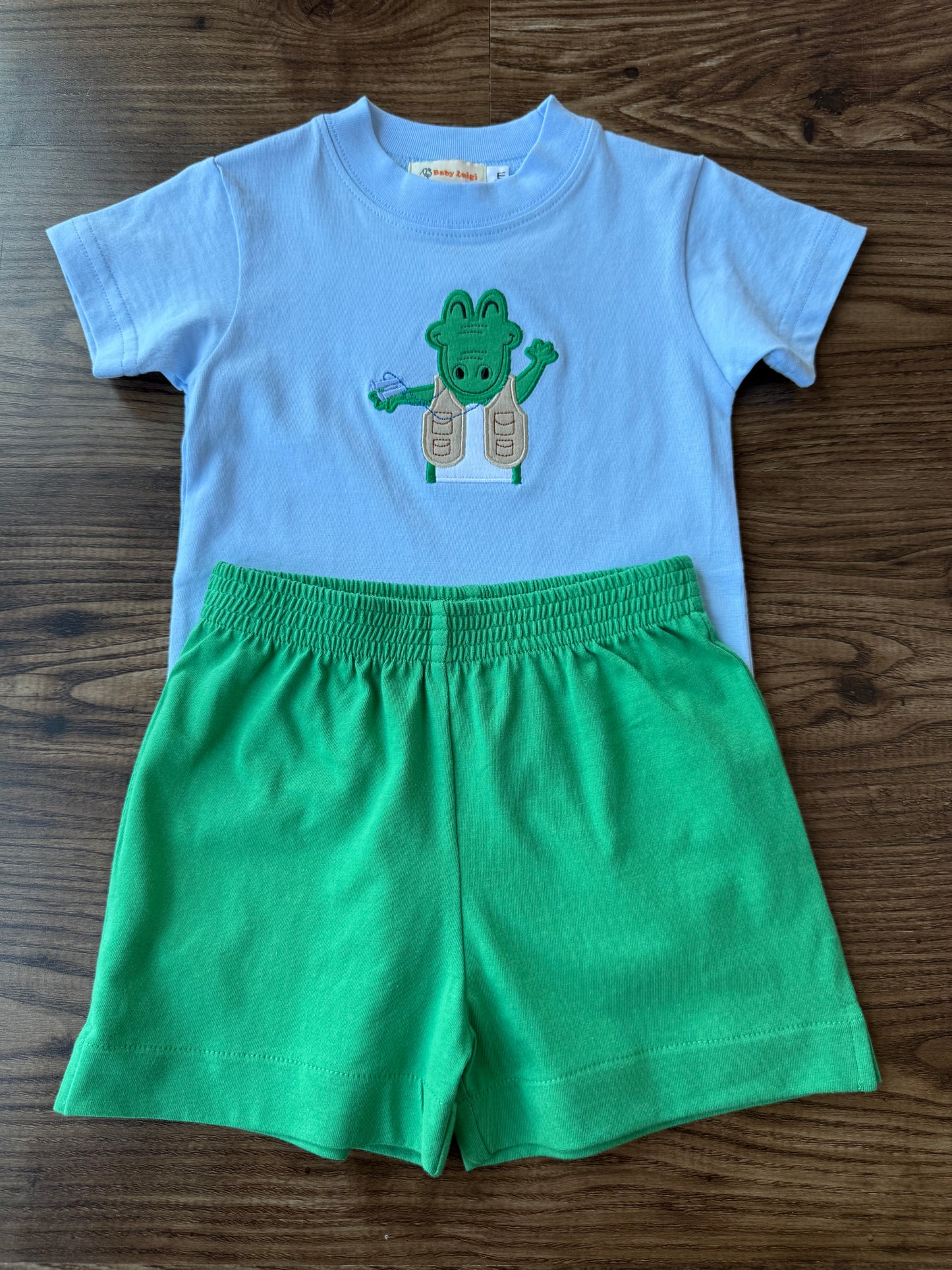 Safari Crocodile Applique Blue Tee