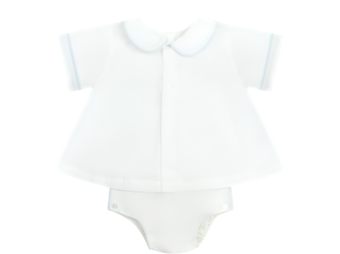 Dapper Diaper Set - Blessings White/Blue Trim