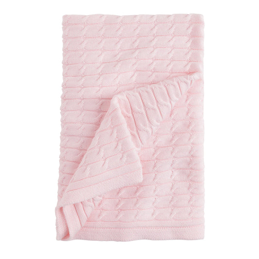 Cable Knit Blanket - Light Pink