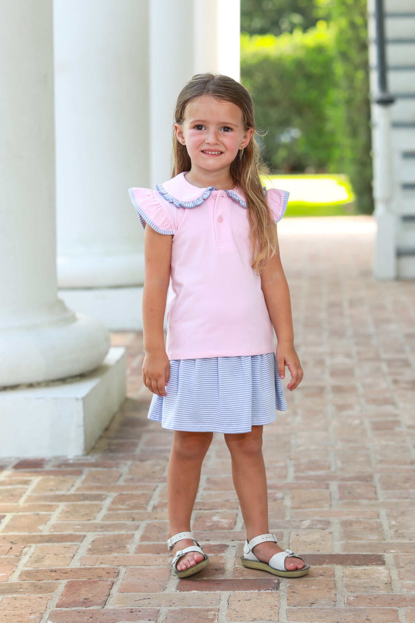 Camilla Skort Set - Light Pink/Dusty Blue Stripe