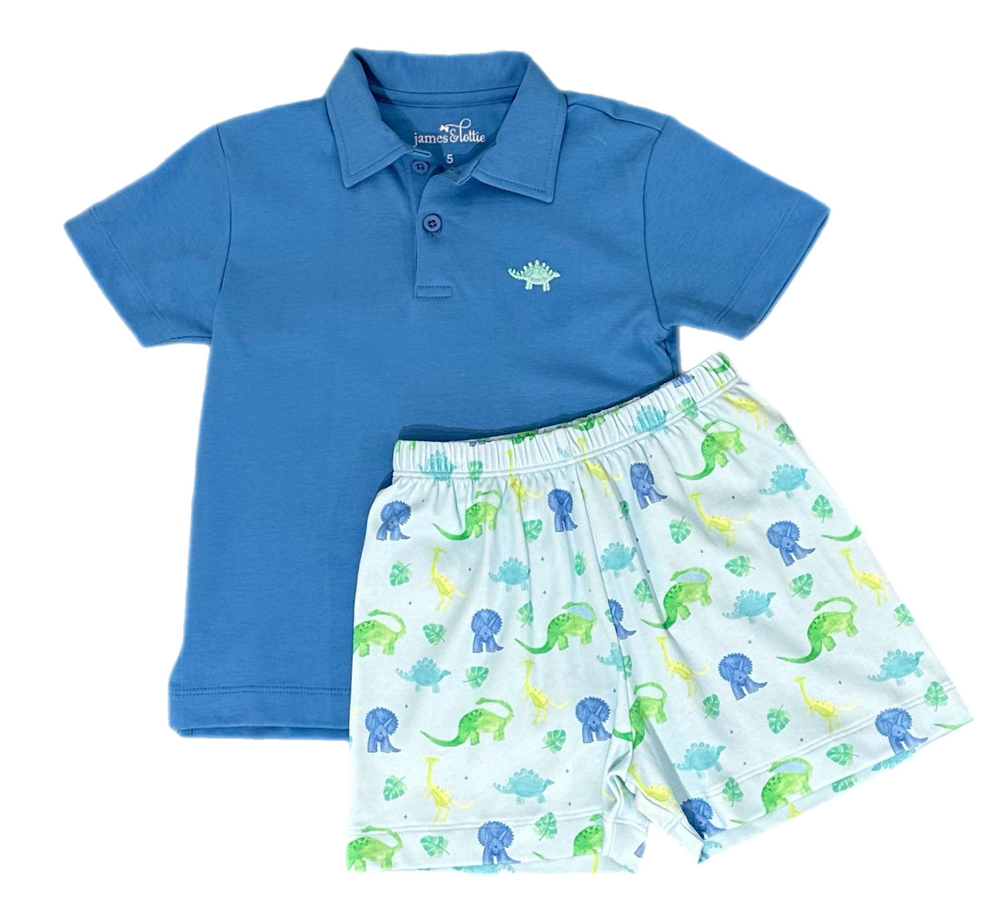 Blue Polo with Dinosaur