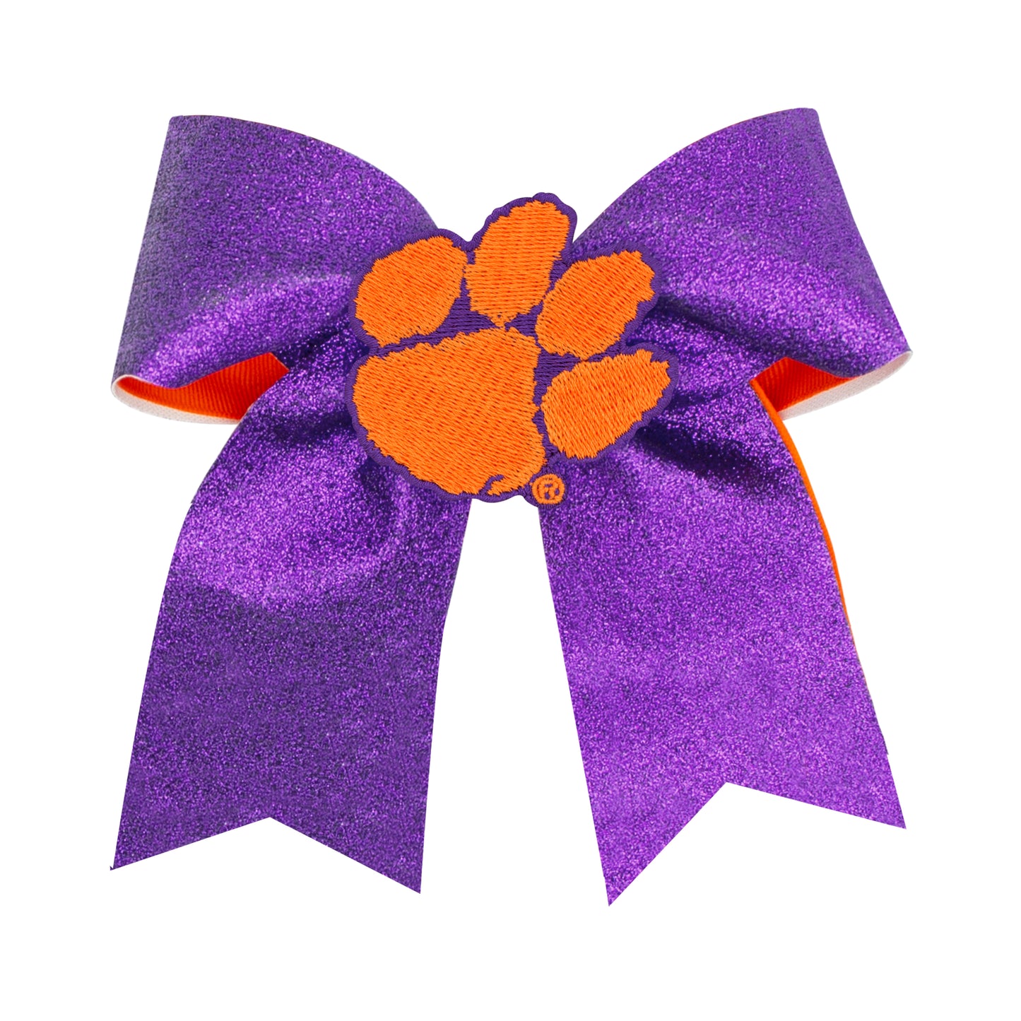 King Glitter Tail Bow with Clemson Patch