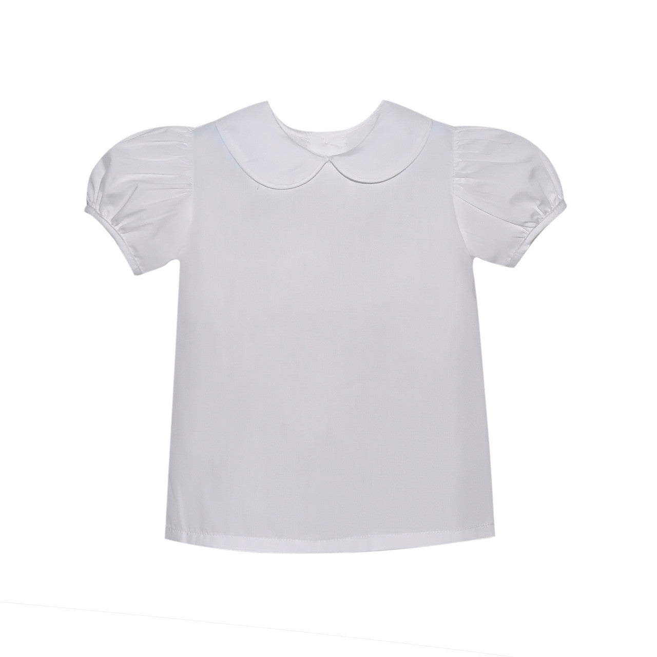 Girls White Piped Peter Pan Blouse