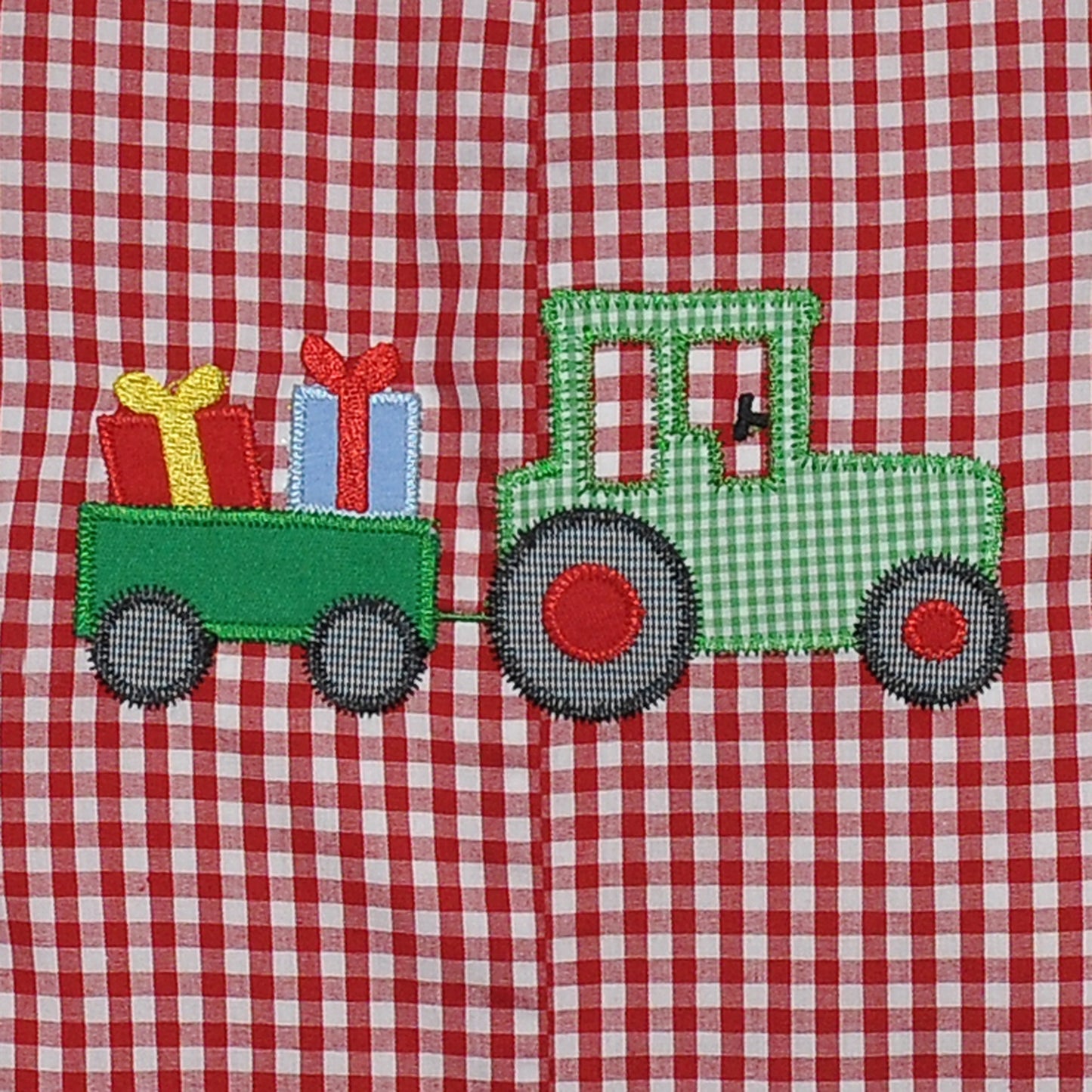 Red Williams Boy Romper - Tractor with Gift Box