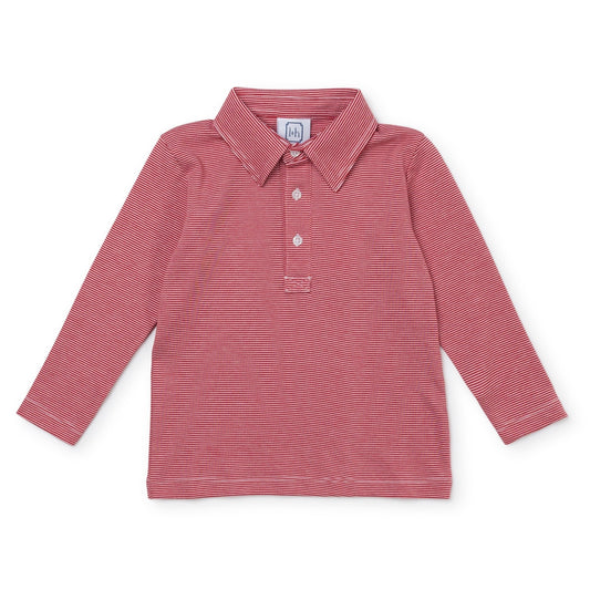 Finn Pima LS Polo - Red Stripes