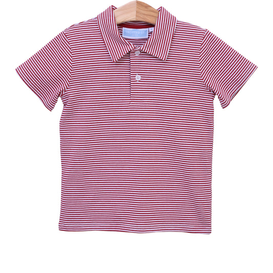 Henry Game Day Polo - Garnet Stripe