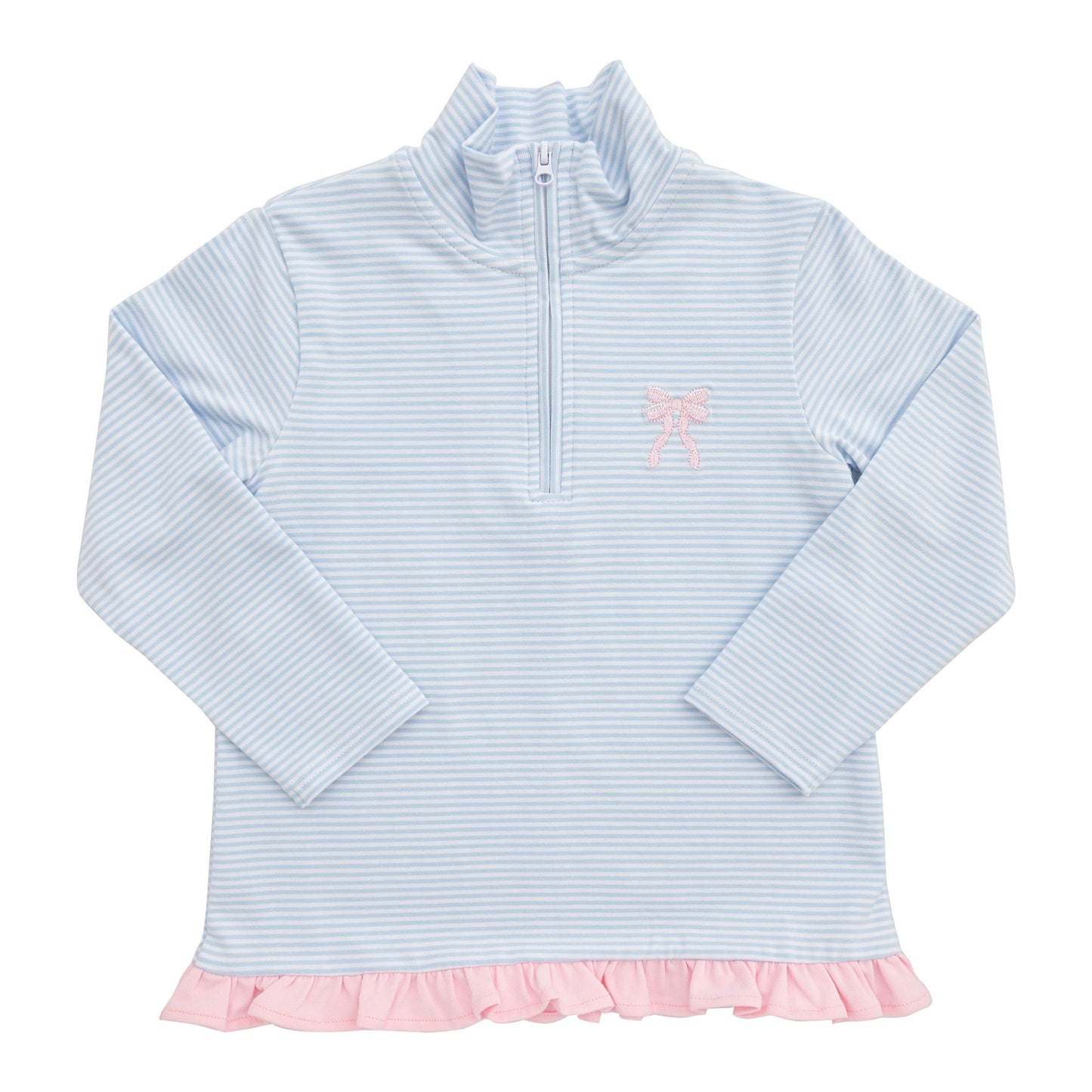 1/4 Zip Ruffle Pullover - Bow