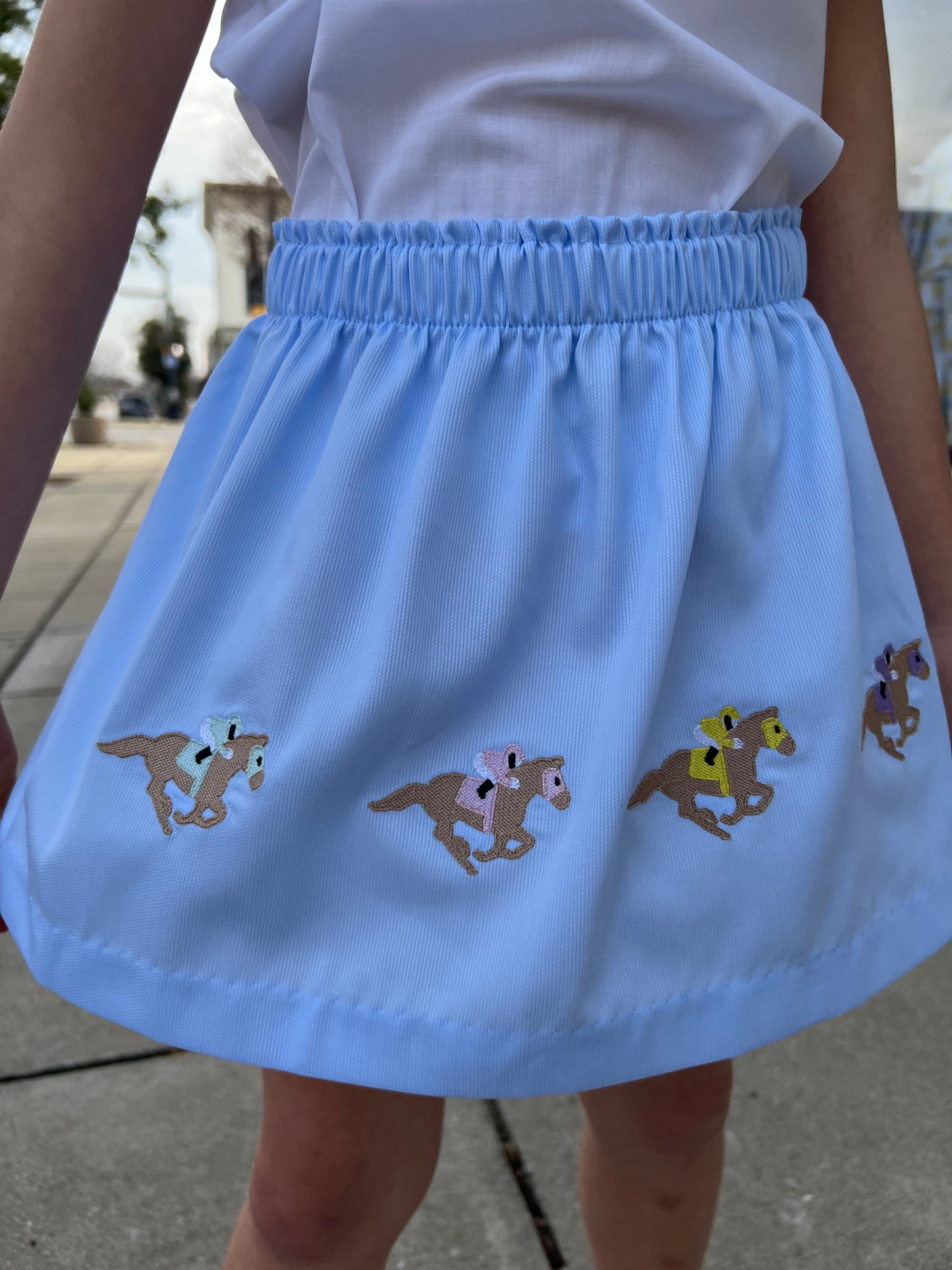 Derby Embroidered Skirt with Pink Trimmed Top