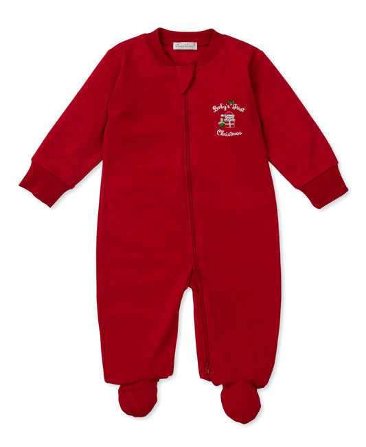 Baby's First Christmas Red Zip Footie