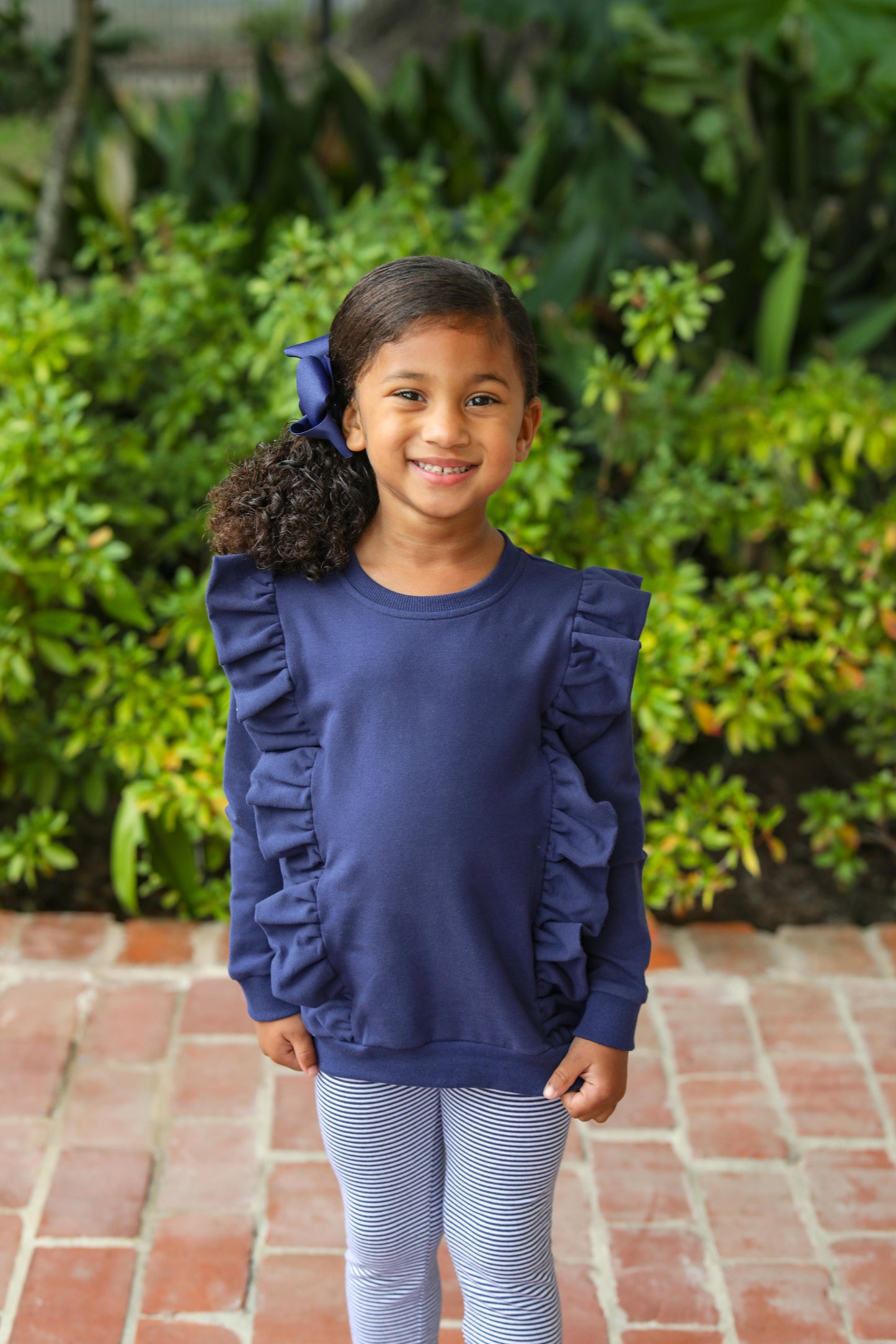 Laura Ruffle Pullover - Navy