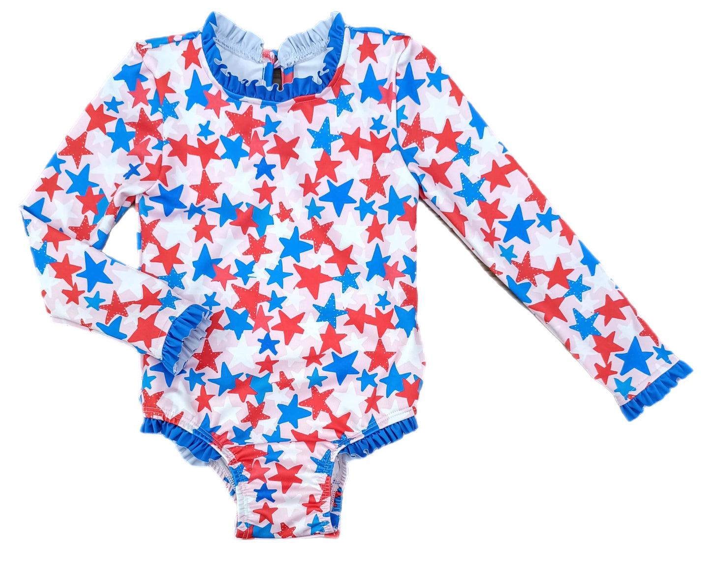 *PRE-ORDER* Leighton One Piece Rash Guard Swim - Patriotic Stars