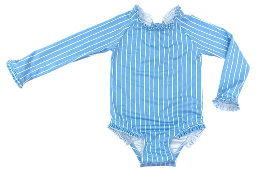 Leighton One Piece Rash Guard Swim - Blue Stripe