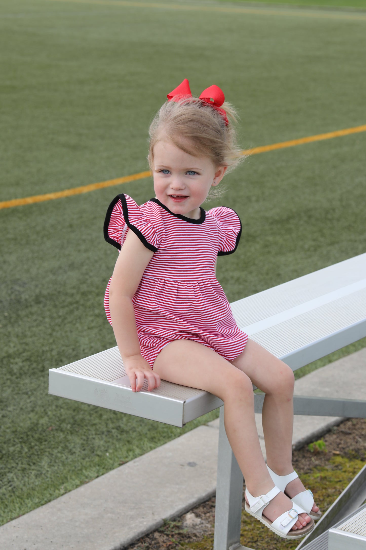 Lucy Game Day Bubble - Red Stripe/ Black
