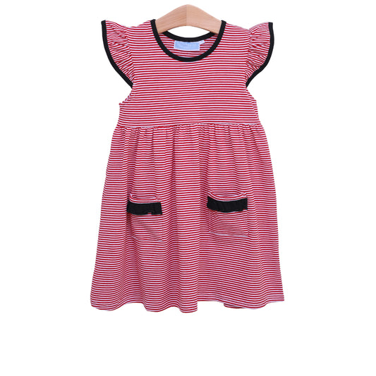 Lucy Game Day Dress - Red Stripe/ Black