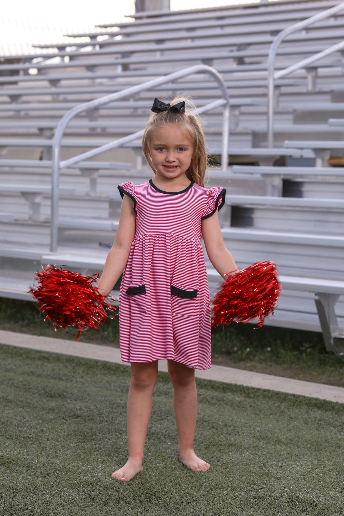 Lucy Game Day Dress - Red Stripe/ Black