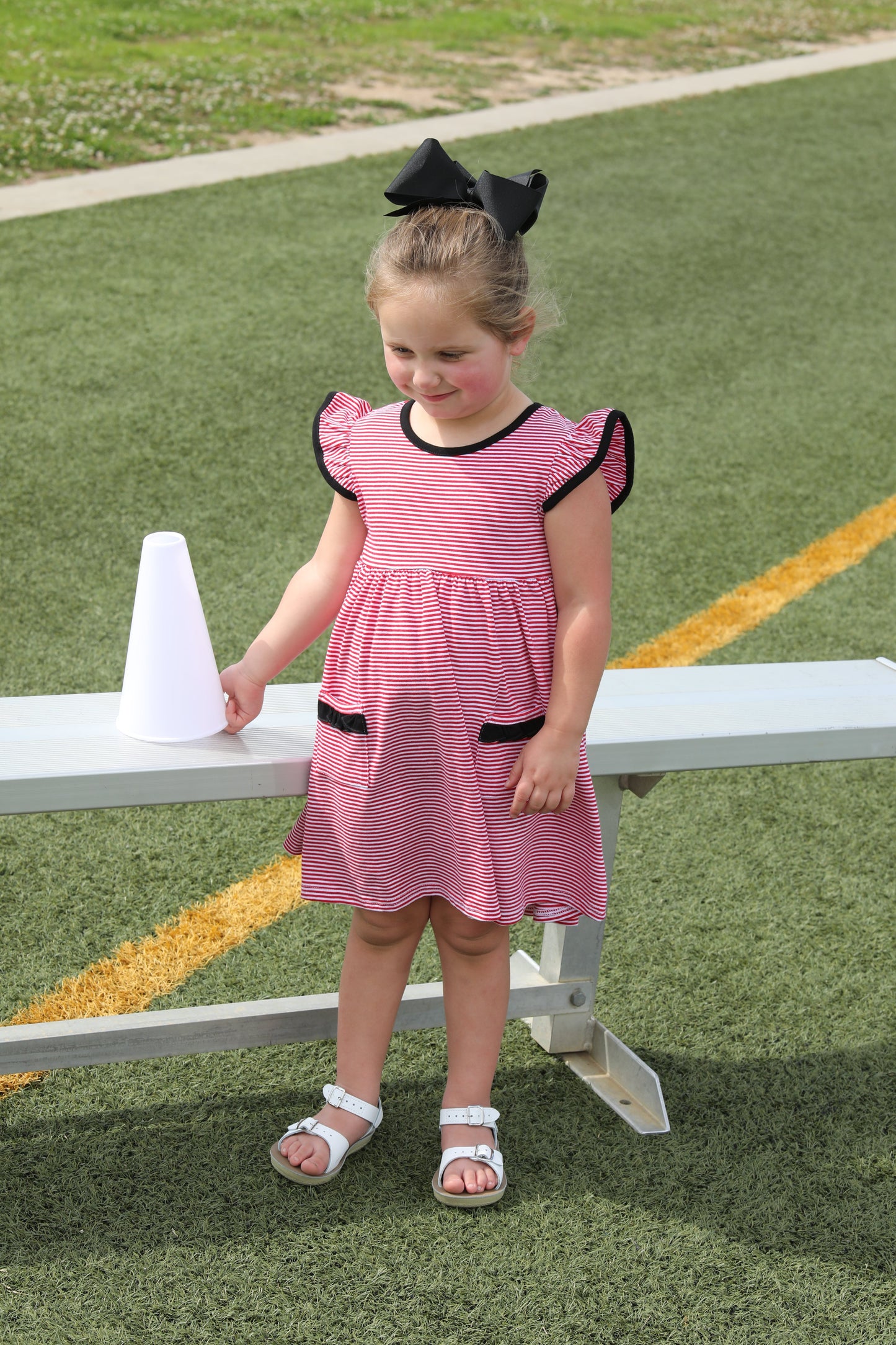 Lucy Game Day Dress - Red Stripe/ Black