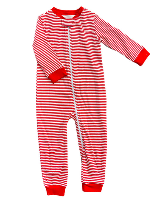 *PRE-ORDER* One Piece Zip Up Jammies - Red Stripe