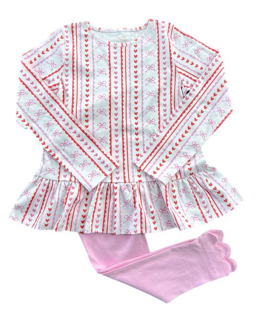 *PRE-ORDER* Peggie Peplum Legging Set - Scallops and Hearts