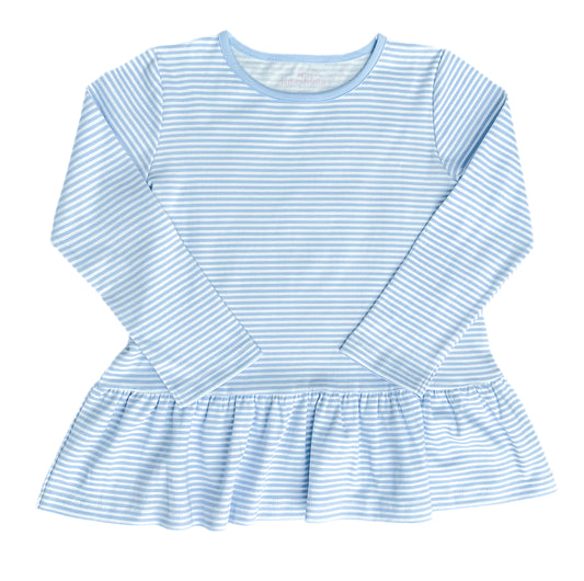*PRE-ORDER* Peggie Peplum Top - Light Blue Stripe