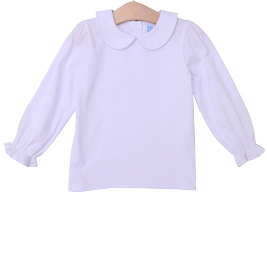 Peter Pan Collar LS Shirt - White
