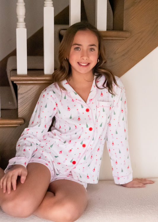 *PRE-ORDER* Button Up Lounge Set - Christmas Trees & Stars