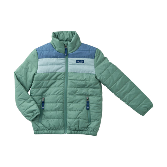 Boys Puffer Jacket - Frosty Spruce Colorblock
