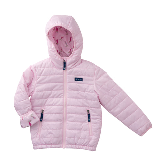 Hooded Puffer Jacket - Pink Tulle