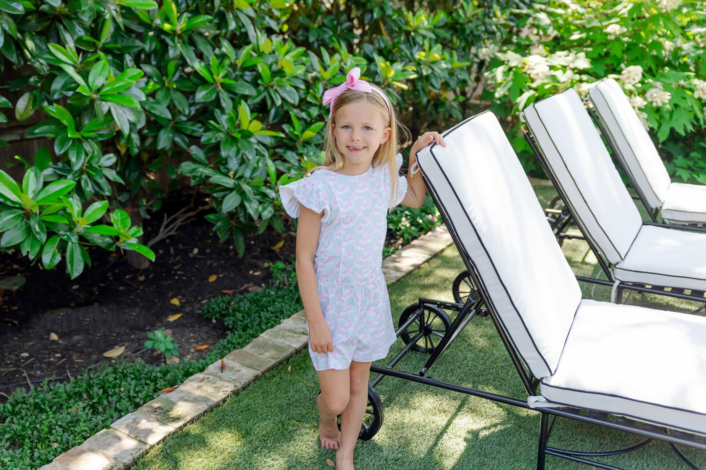 Rae Girls' Romper - Poolside Palms